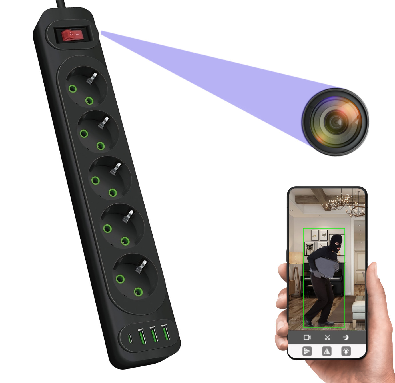 Ukryta kamera WiFI w przedłużaczu MKSK58