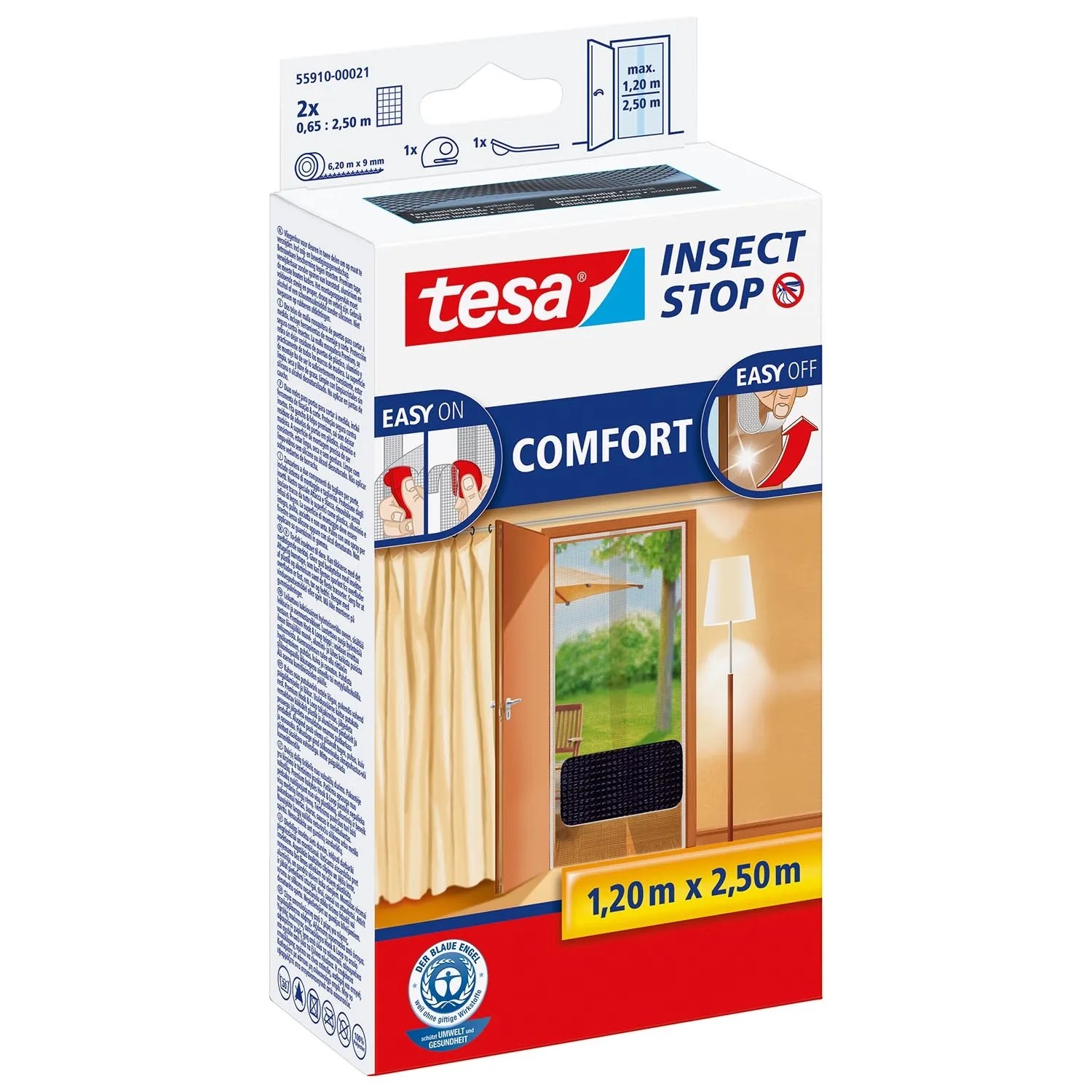 Tesa Moskitiera drzwiowa Comfort czarna - 120 x 250 cm