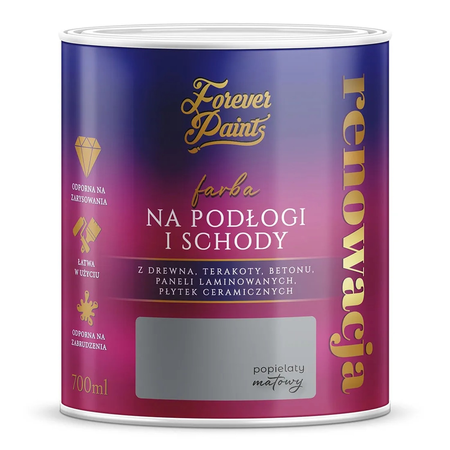 Farba Forever Paints do podłóg i schodów popielata 0,7L