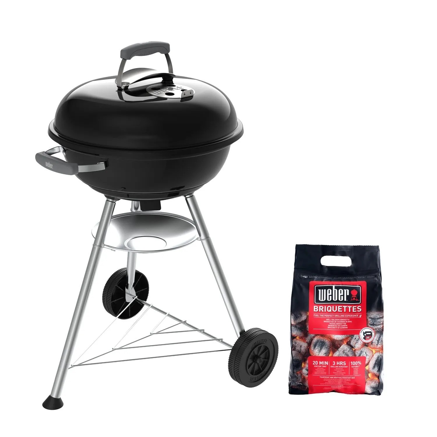 Weber Grill węglowy COMPACT KETTLE śr. 47 cm + brykiet 3 kg