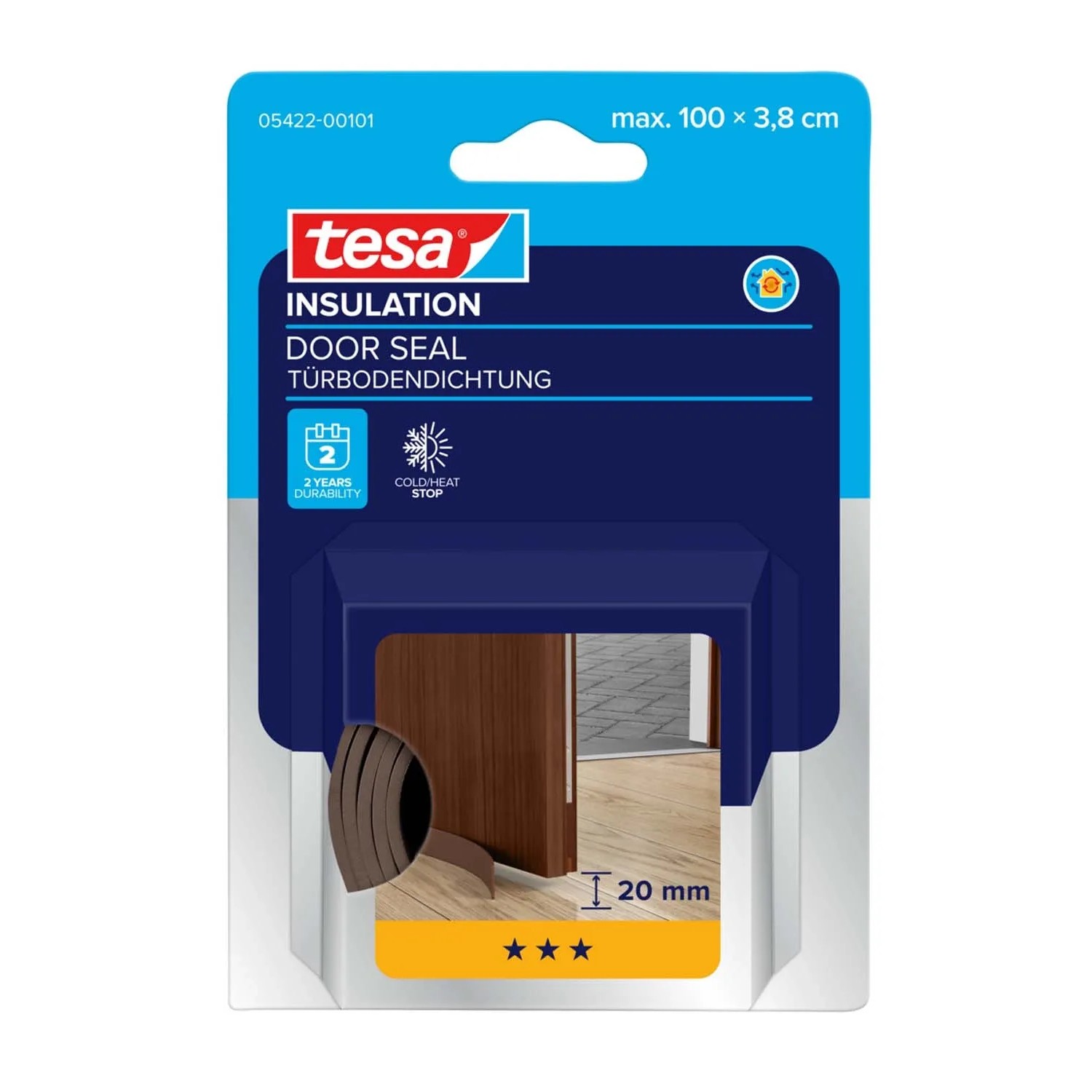 Tesa Uszczelka drzwiowa piankowa 38mm x 1m brązowa