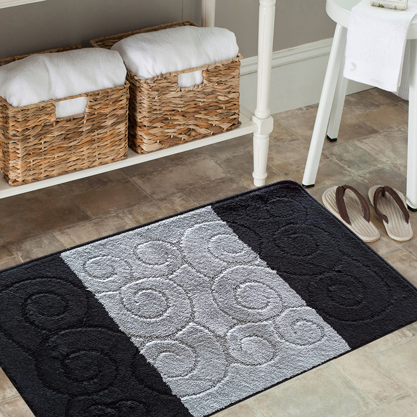 Komplet łazienkowy z wycięciem pod toaletę Montenegro Ślimaki- szaro- czarny