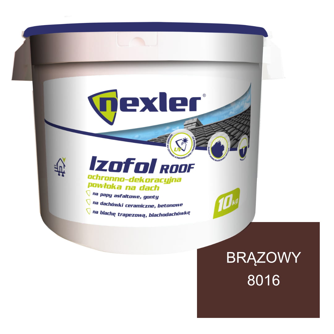 NEXLER IZOFOL ROOF BRĄZOWY RAL8016 ELASTYCZNA 10KG PLUS GRATIS CHLAPACZ