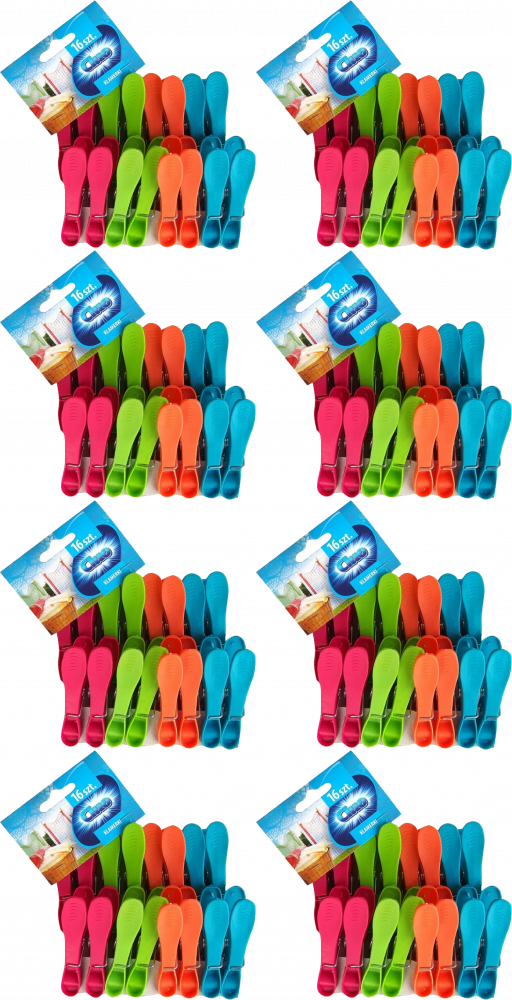 8x Klamerki Cluo, 16 sztuk, mix kolorów
