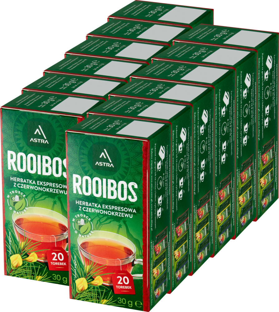 12x Herbata Rooibos w torebkach Astra, 20 sztuk x 1.5g