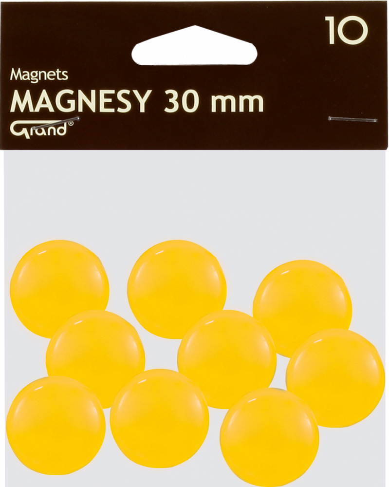 Magnesy Grand, 30mm, 10 sztuk, żółty