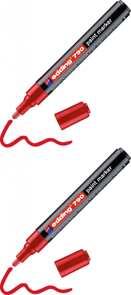 2x Marker olejowy edding 790, okrągła, 2-3mm czerwony