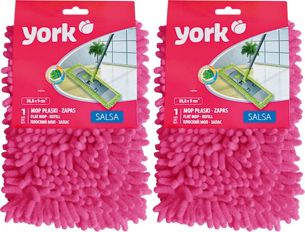 2x Mop płaski z mikrofibry York Salsa, końcówka, mix kolorów