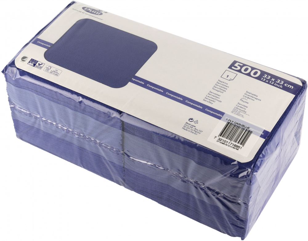 Serwetki bibułkowe Duni, 33x33cm, 1-warstwowe, 500 sztuk, granatowy