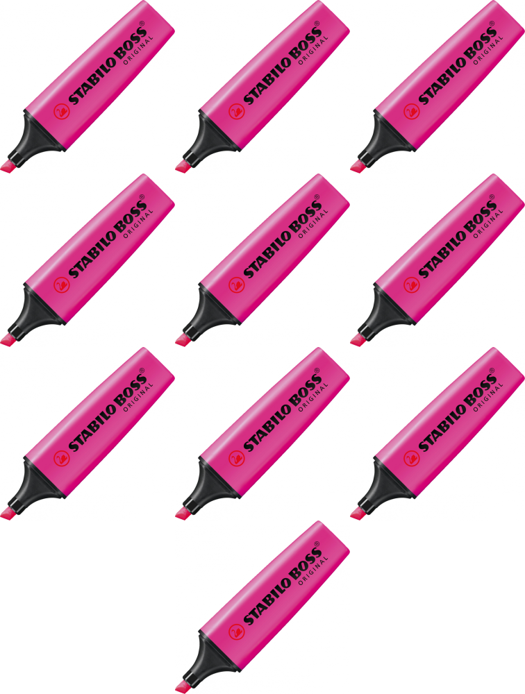 10x Zakreślacz Stabilo, Boss Original 70/58, ścięta, liliowy