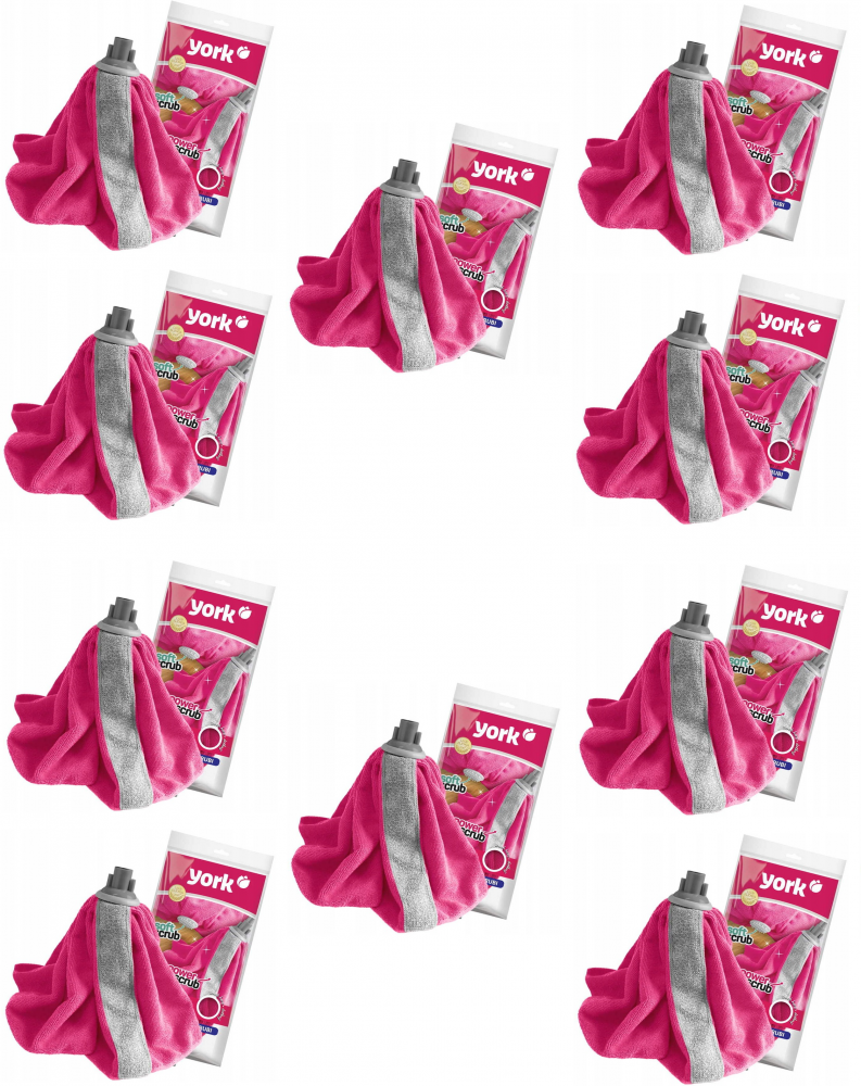 10x Mop z mikrofibry York Rubi, końcówka, mix kolorów