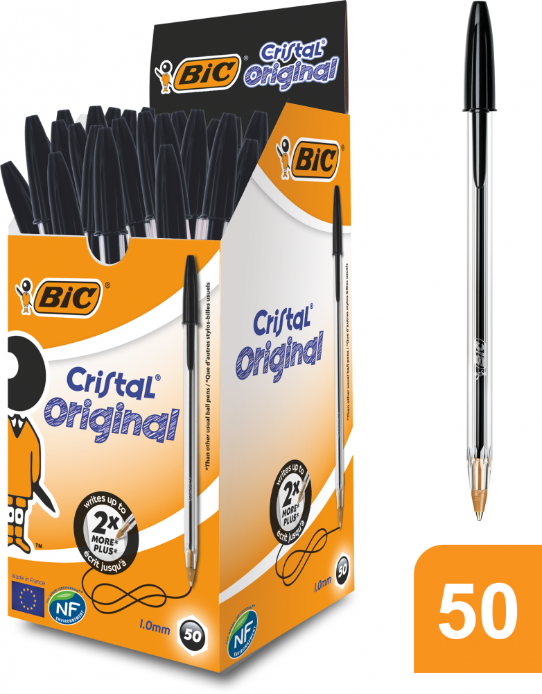 50x Długopis Bic, Cristal, 1mm, czarny
