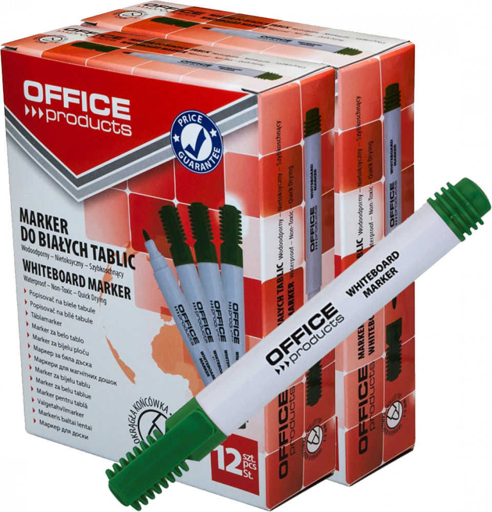 24x marker suchościeralny Office Products, okrągła, 1-3mm, zielony