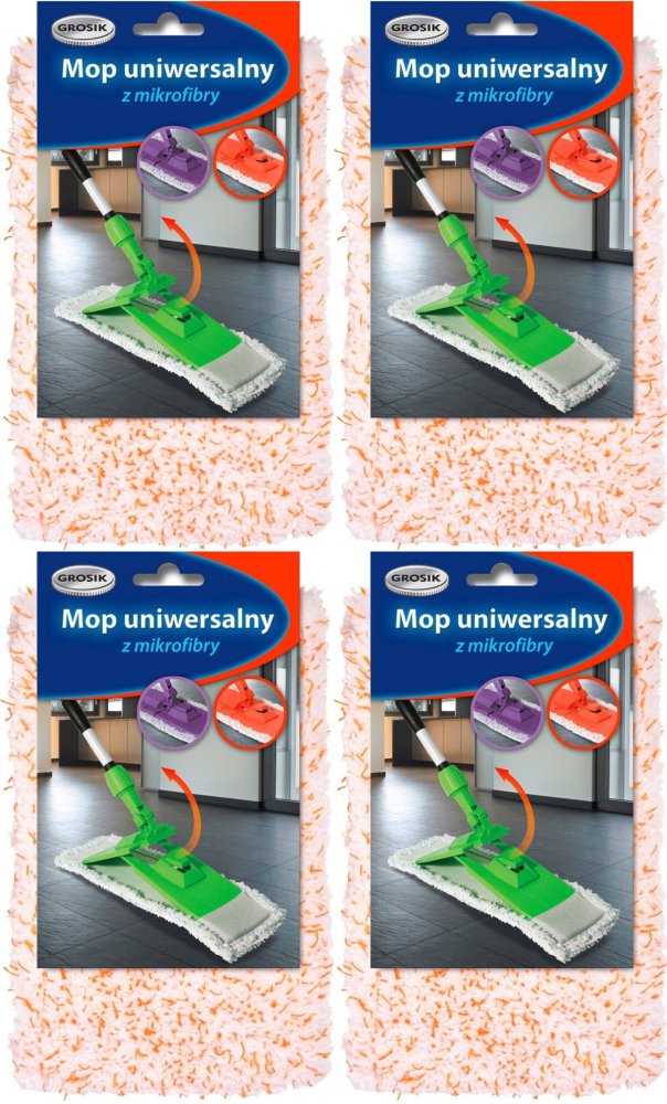 4x Mop płaski z mikrofibry Grosik - końcówka