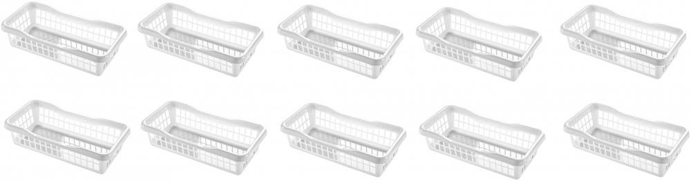 10x Koszyk do przechowywania Plafor 1, 200x100x50mm, 1l, biały
