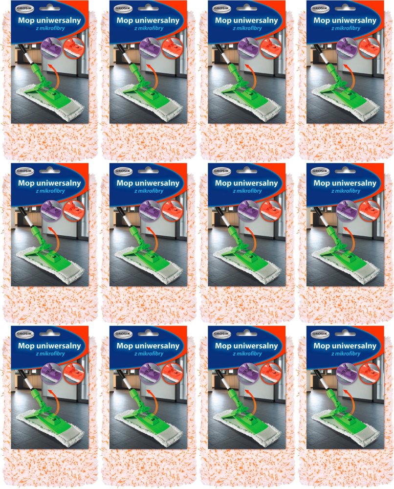 12x Mop płaski z mikrofibry Grosik - końcówka
