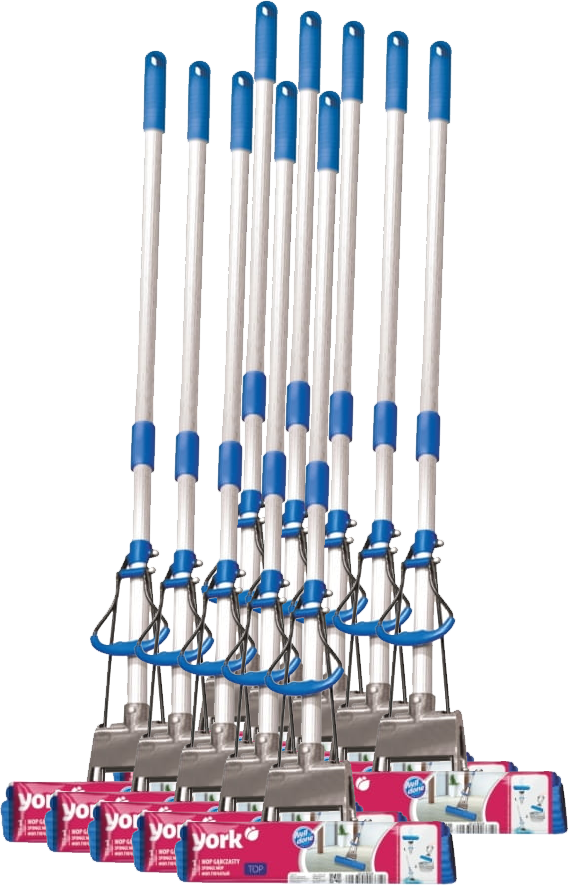 10x Mop gąbkowy York Top teleskopowy, kij + mop, niebieski