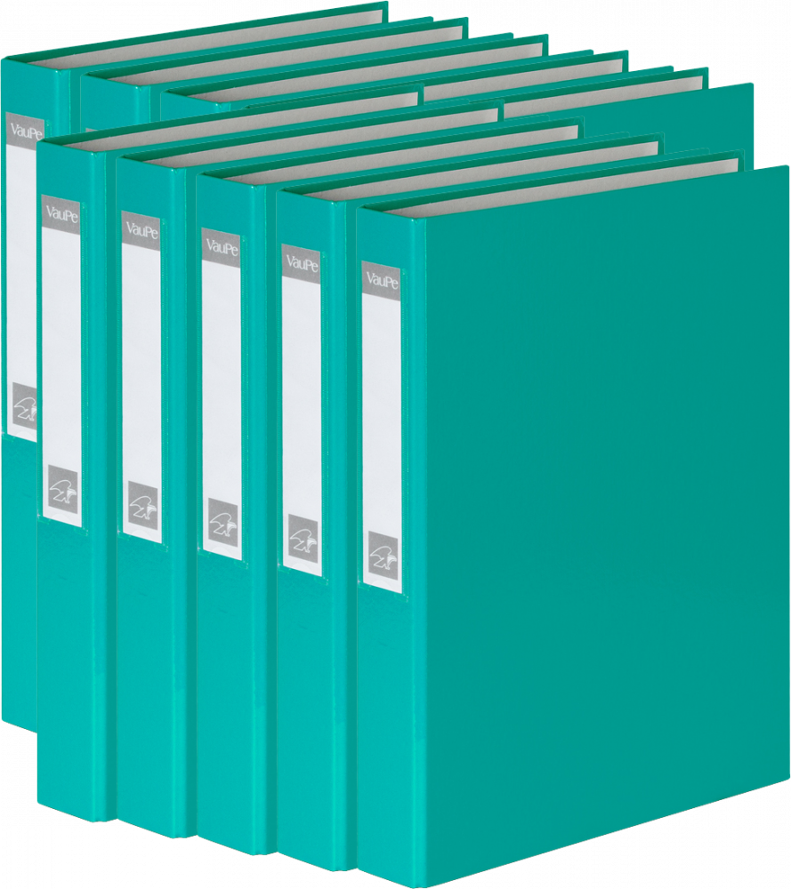10x Segregator VauPe FCK, A4, szerokość grzbietu 40mm, do 150 kartek, 2 ringi, turkusowy
