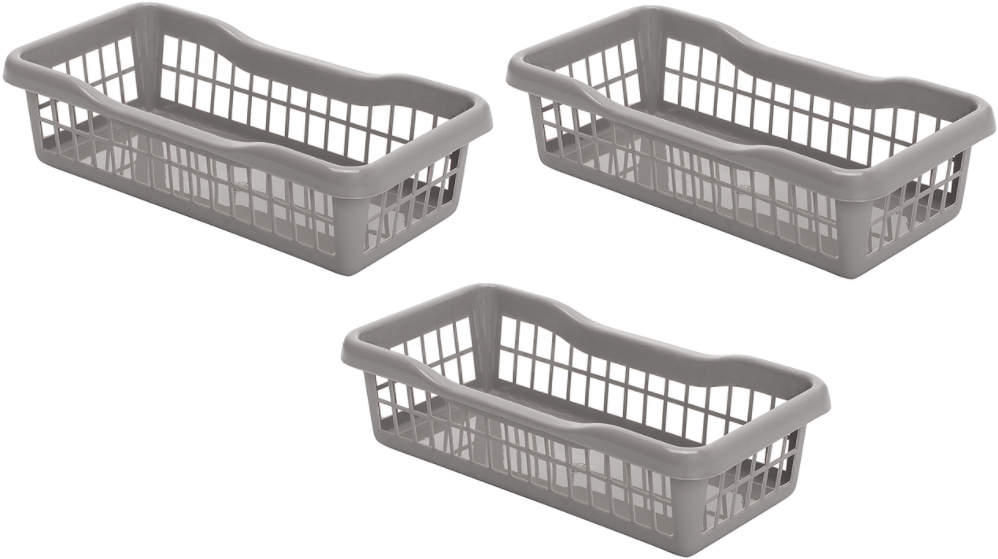 3x Koszyk do przechowywania Plafor 1, 200x100x50mm, 1l, szary