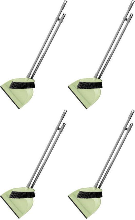 4x Zestaw do zamiatania York Leń Spring, zmiotka + szufelka z gumą, mix kolorów