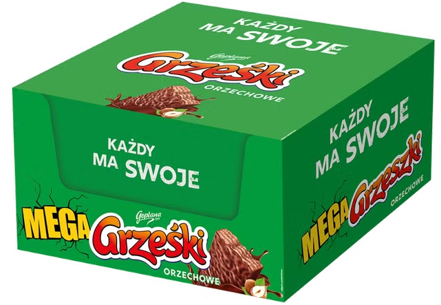 32x Wafelki Grześki Mega, w czekoladzie, orzechowy, 48g