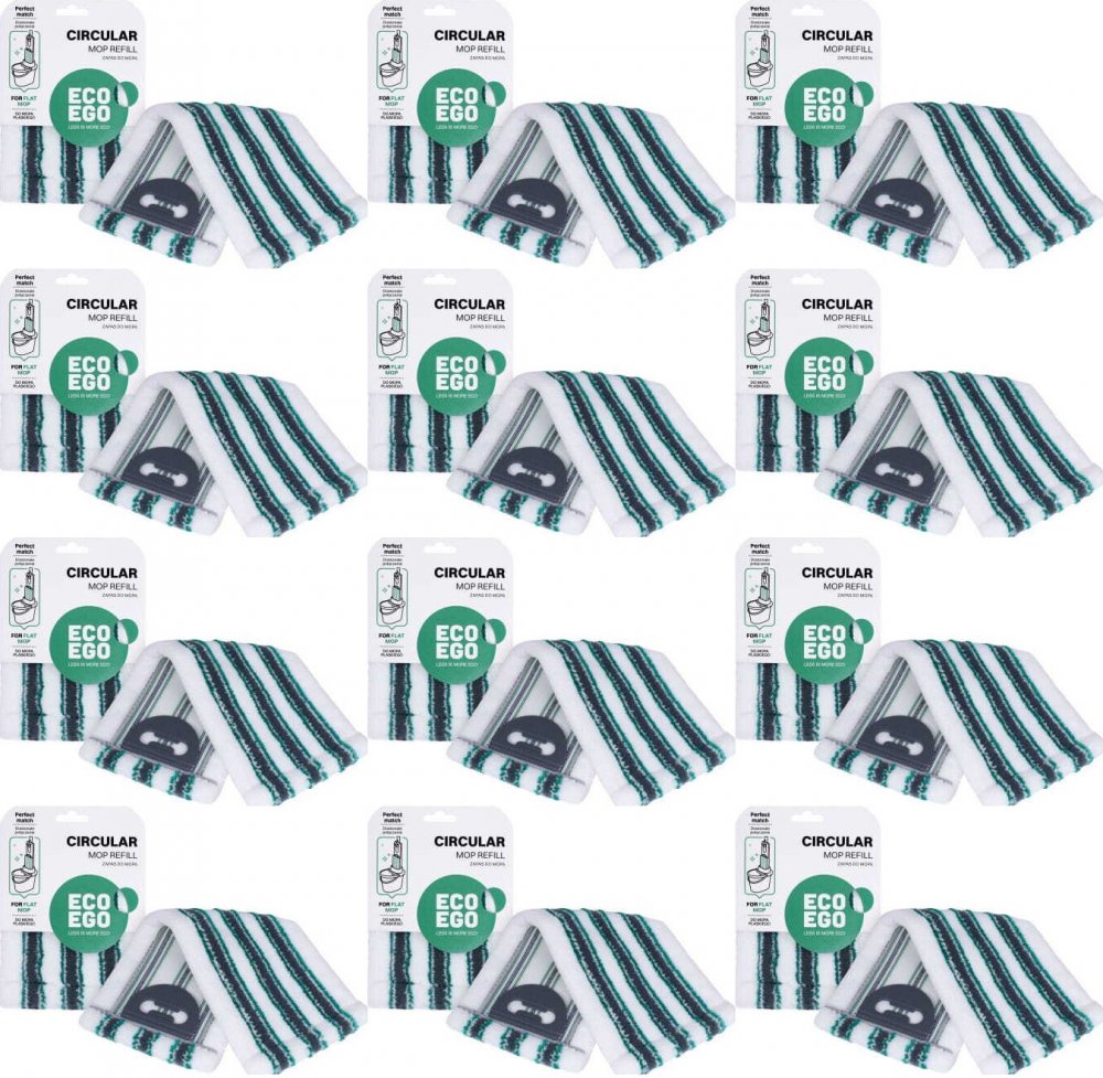 12x Mop płaski Eco Ego Circular, z mikrofibry, zapas