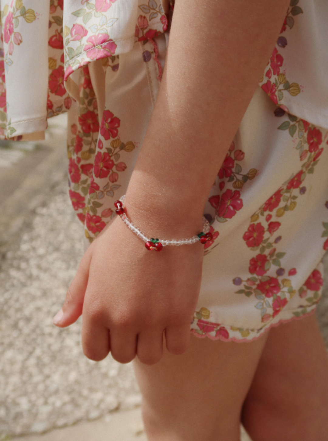 Perłowy zestaw biżuterii naszyjnik i bransoletka RED/GLITTER Konges Sløjd