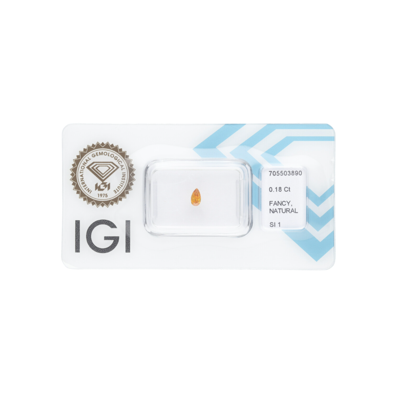 Diament naturalny 0,18 CT / Natural Fancy Intense Yellow Orange / Pear Modified Brilliant / SI1 / G - wysyłka 24 h! - Mennica Skarbowa