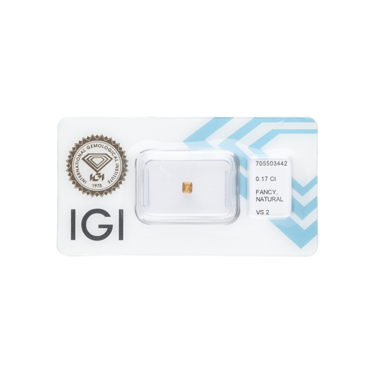 Diament naturalny 0,17 CT / Natural Fancy Intense Yellowish Orange / Cushion Modified Brilliant / VS2 / VG - wysyłka 24 h! - Mennica Skarbowa