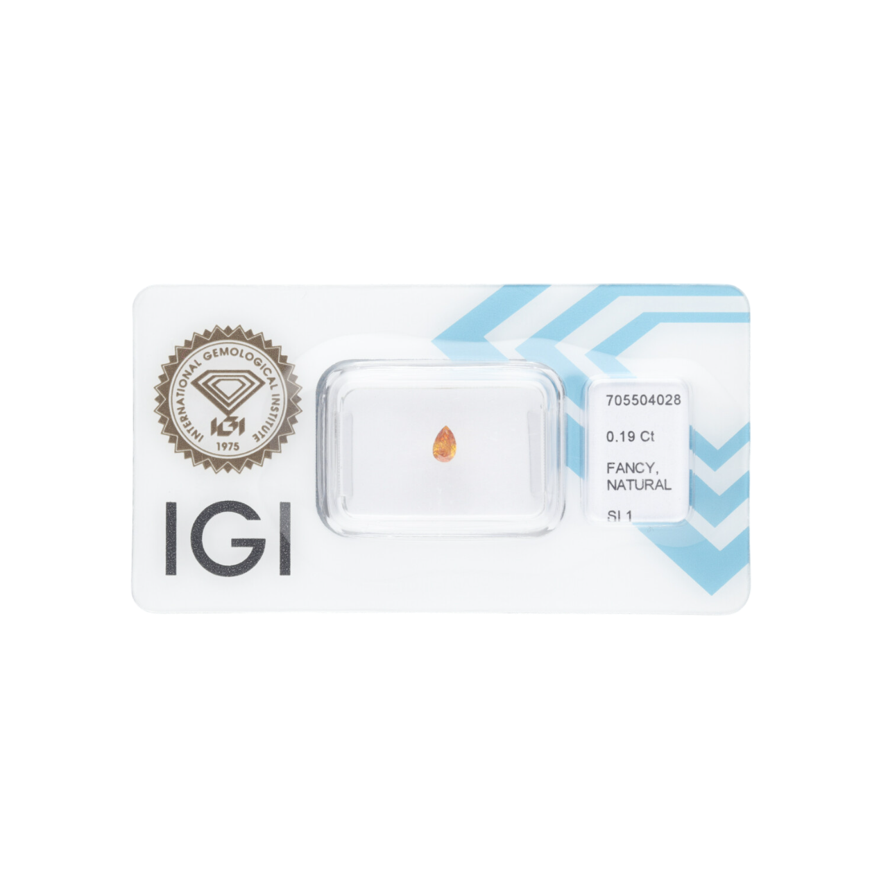 Diament naturalny 0,19 CT / Natural Fancy Intense Yellowish Orange / Pear Modified Brilliant / SI1 / VG - wysyłka 24 h! - Mennica Skarbowa