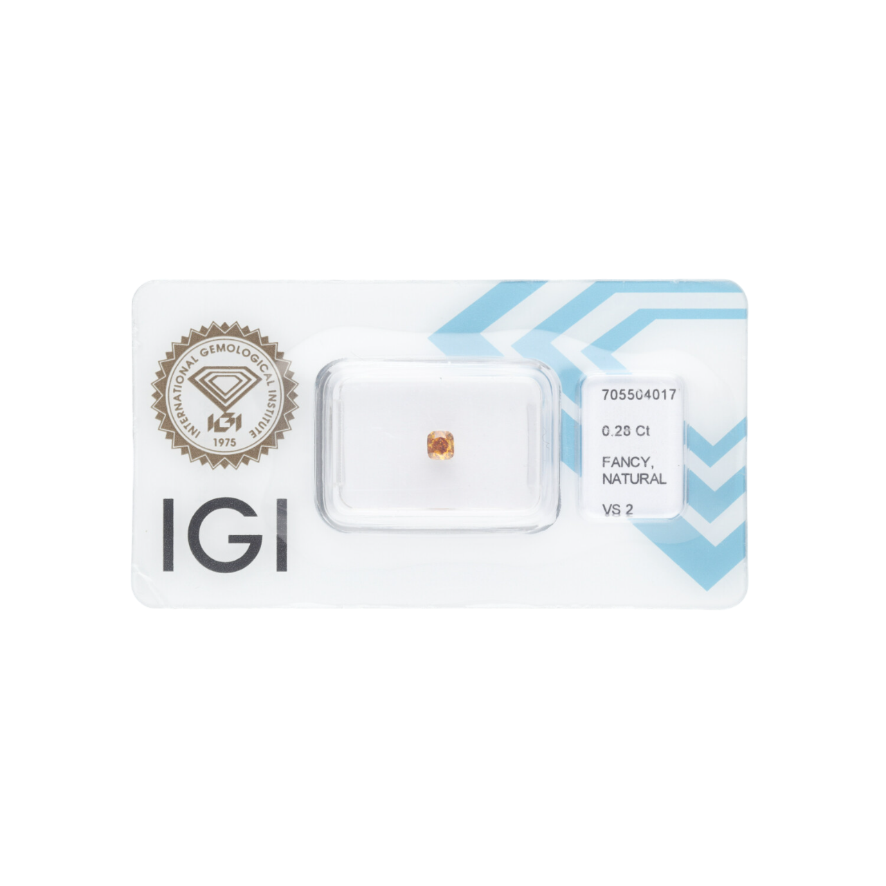 Diament naturalny 0,28 CT / Natural Fancy Deep Yellow Orange / Cushion Modified Brilliant / VS2 / G - wysyłka 24 h! - Mennica Skarbowa