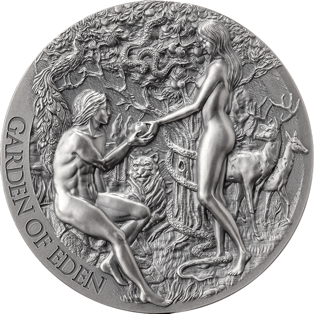 Srebrna moneta Historie biblijne: Ogrody Edenu 2023 2 uncje - wysyłka 24 h! - Mennica Skarbowa