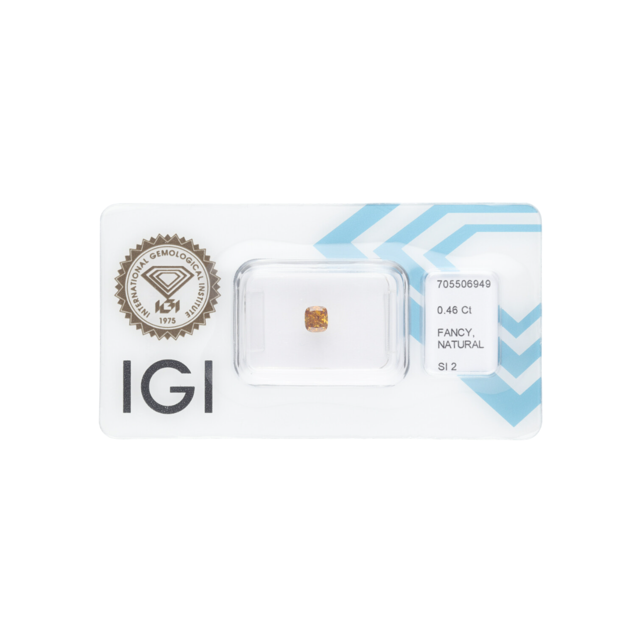 Diament naturalny 0,46 CT / Natural Fancy Intense Yellow Orange / Cushion Modified Brilliant / SI2 / VG - wysyłka 24 h! - Mennica Skarbowa