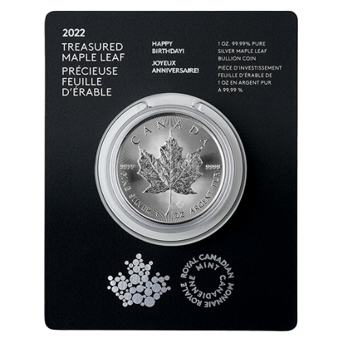Srebrna moneta Kanadyjski Liść Klonowy: Wszystkiego Najlepszego! 1 uncja - wysyłka 24 h! - Mennica Skarbowa