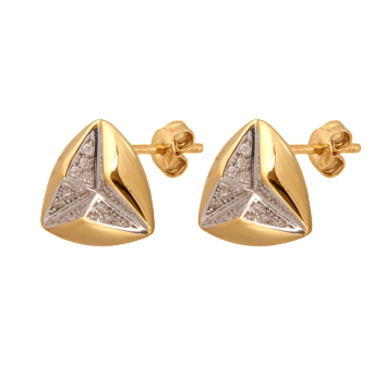 Kolczyki złote trójkątne, cyrkonie białe - wysyłka 24 h! - Mennica Skarbowa