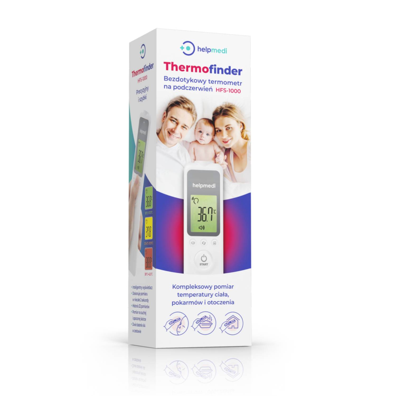 Helpmedi thermofinder hfs-1000b - termometr bezdotykowy na podczerwień, 1 sztuka