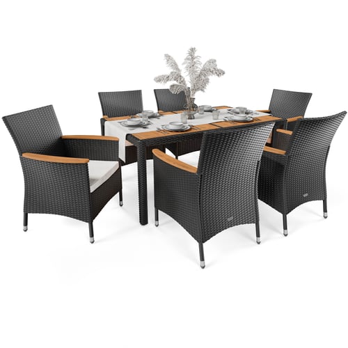 Gartenmöbel Set VERONA 6+1 - Schwarz/Creme