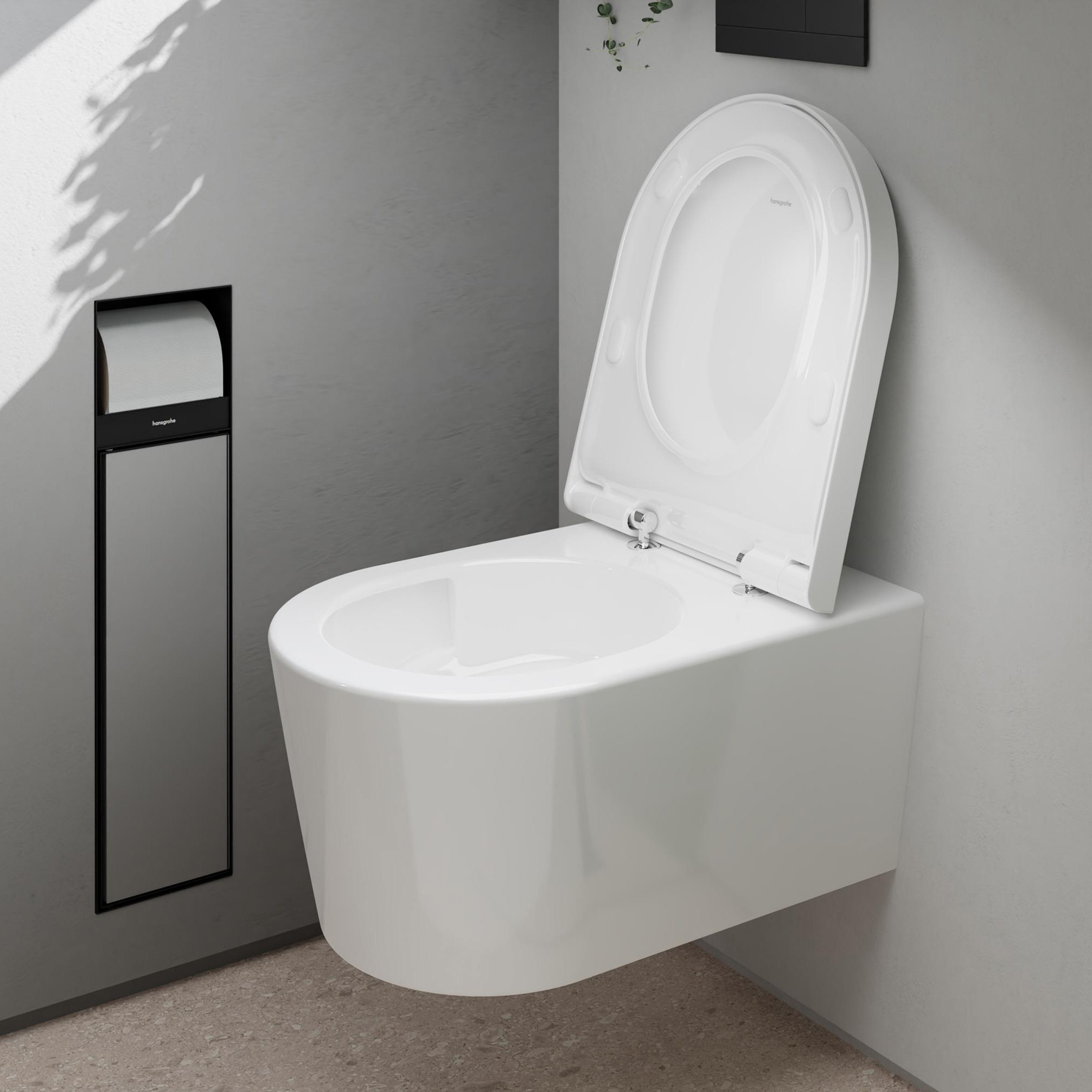 Zestaw Hansgrohe EluPura S miska WC z deską sedesową wolnoopadającą wisząca bez kołnierza spłukiwanie wirowe biały (62024450, ... - Wysyłka w 24h