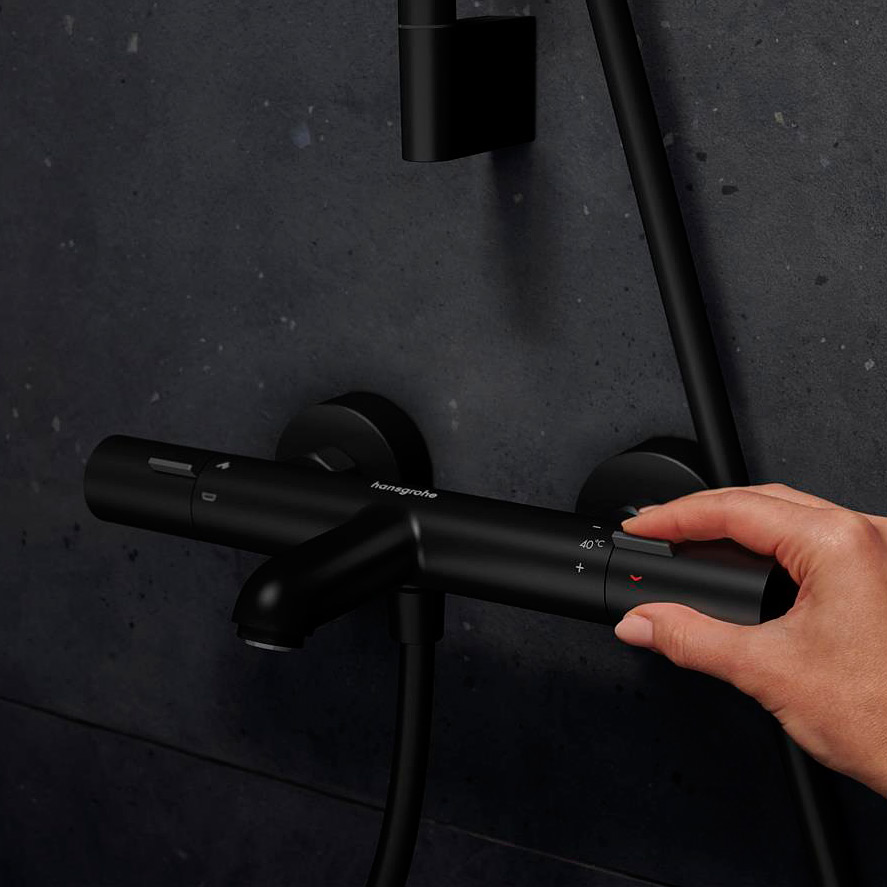 Hansgrohe Ecostat Fine bateria wannowo-prysznicowa ścienna termostatyczna czarny mat 13325670 - Wysyłka w 24h