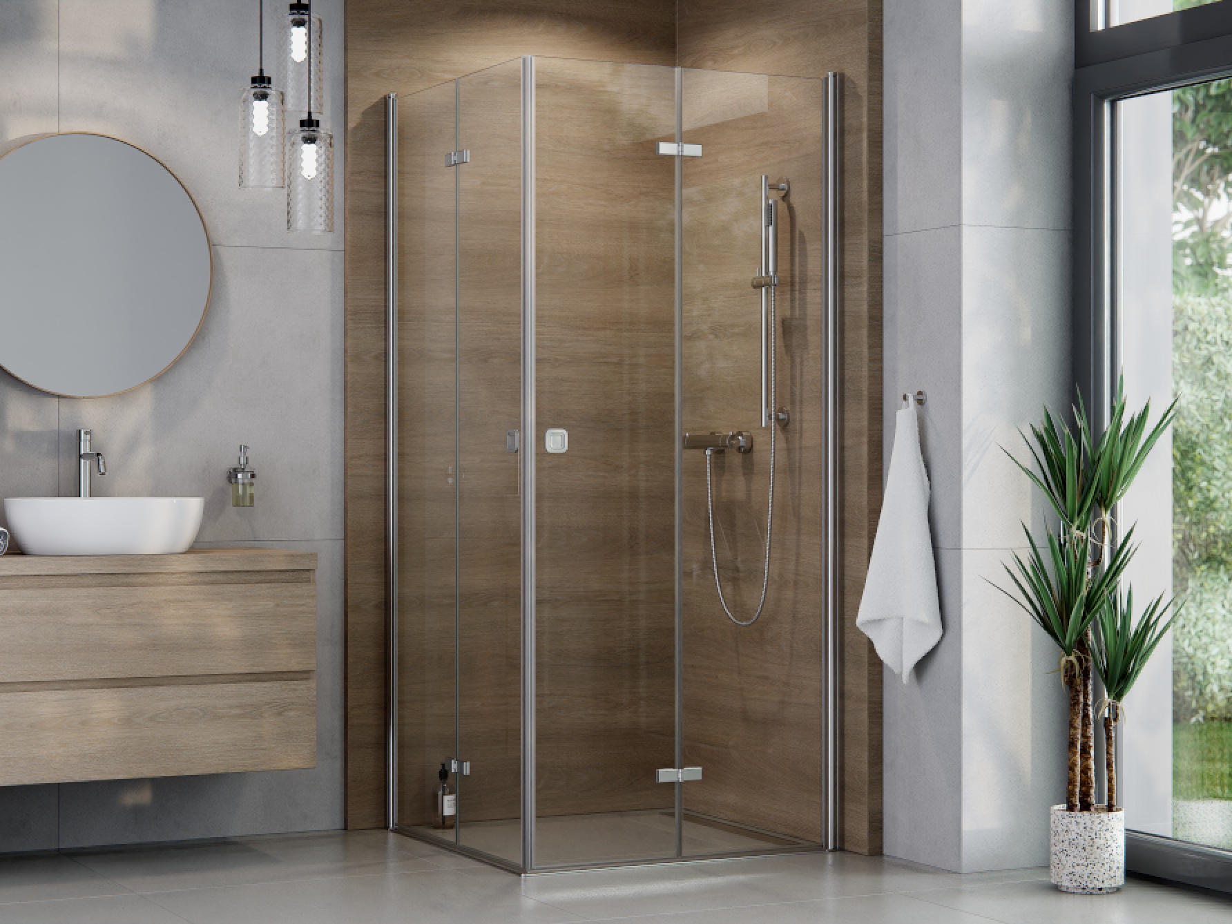 Besco Exo-H kabina prysznicowa 90x90 cm kwadratowa chrom połysk/szkło przezroczyste KEH-90-195