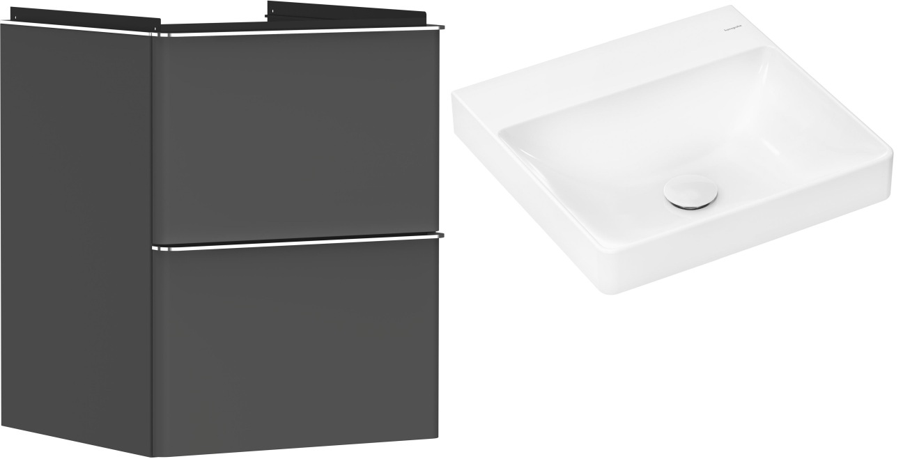 Hansgrohe Xelu Q szafka wisząca z umywalką 50x48 cm szary diament mat/chrom/biały (54020000, 61013450)