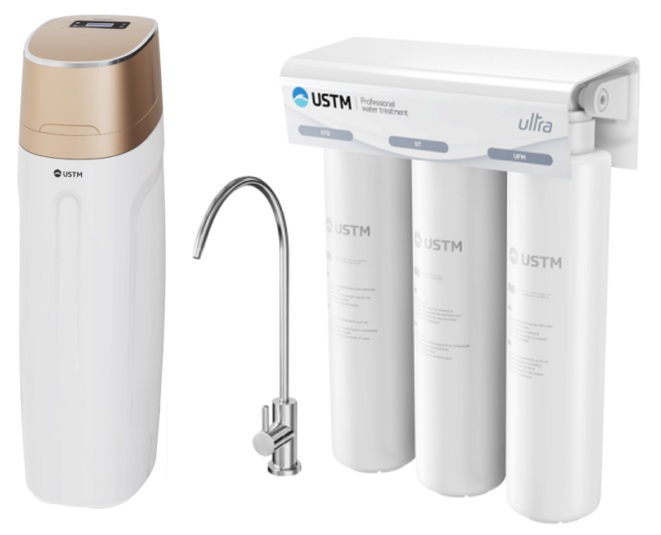 Zestaw USTM Golden Stacja uzdatniania wody z filtrem podzlewozmywakowym ULTRA z wylewką chrom (WS25LCDGOLDEN, ULTRANEWSTYLE)