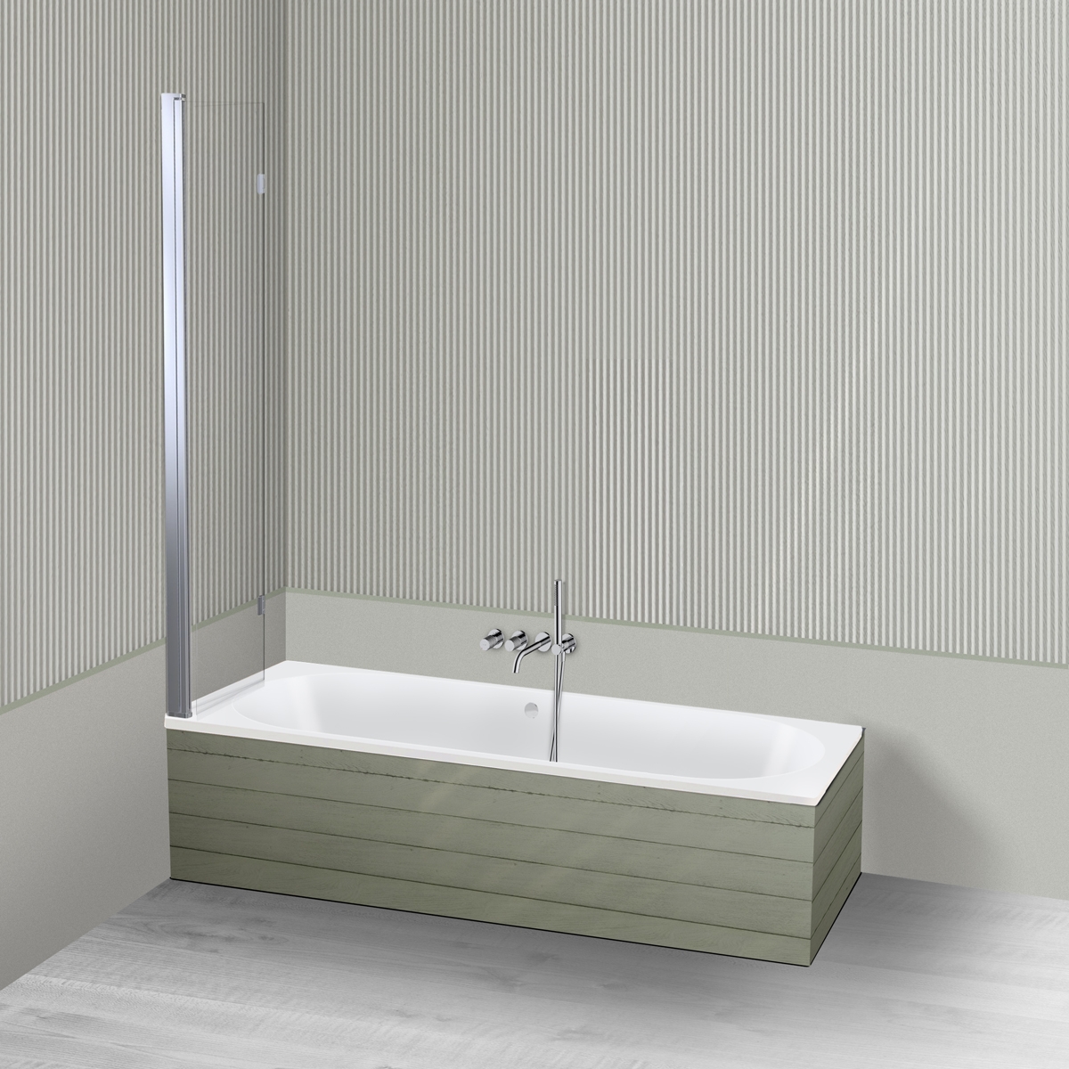 Oltens Lykke Sela zestaw wanna prostokątna 180x80 cm akrylowa biała z parawanem nawannowym 115 cm 2-częściowy chrom 18015000 - Wysyłka w 24h