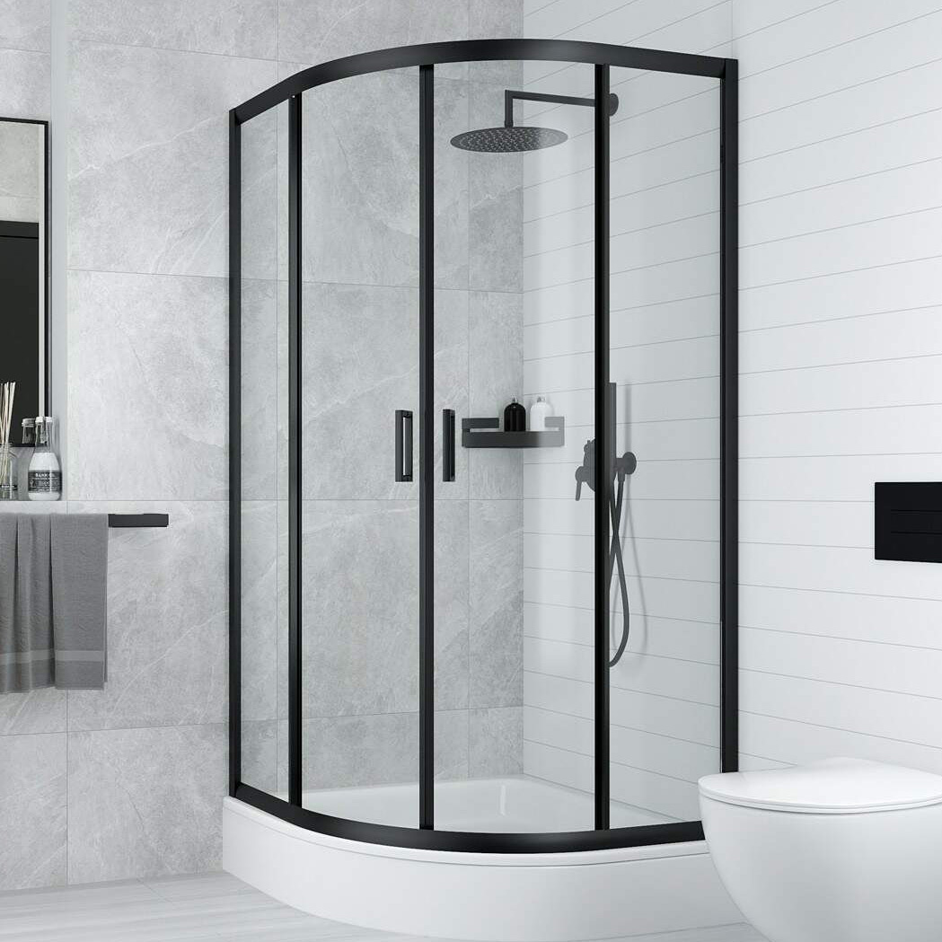 Deante Funkia kabina prysznicowa 90x90 cm półokrągła czarny mat/szkło przezroczyste KYP_N51K - Wysyłka w 24h