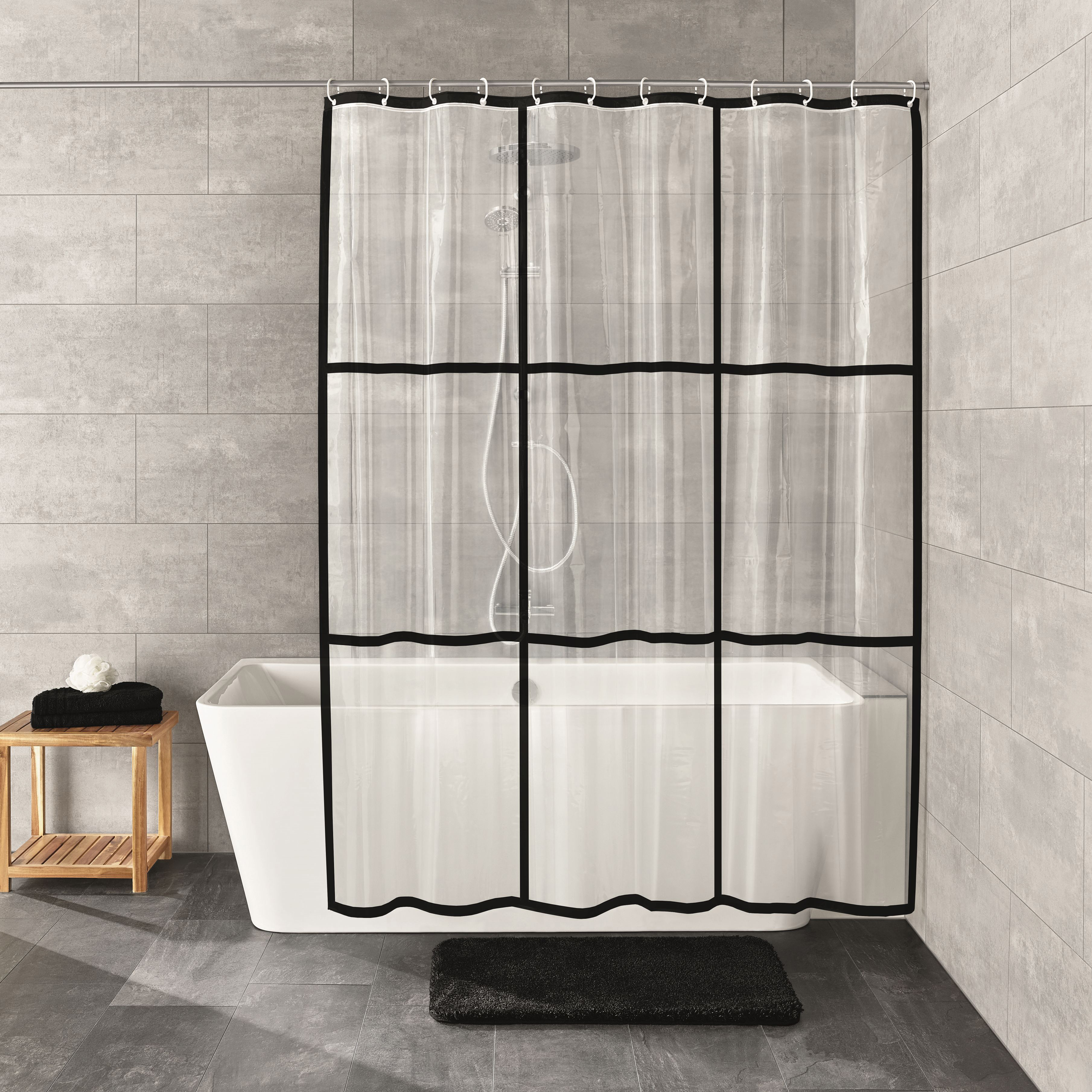 Kleine Wolke Brooklyn zasłona prysznicowa 180x200 cm przezroczysty/czarny 7823116305 - Wysyłka w 24h