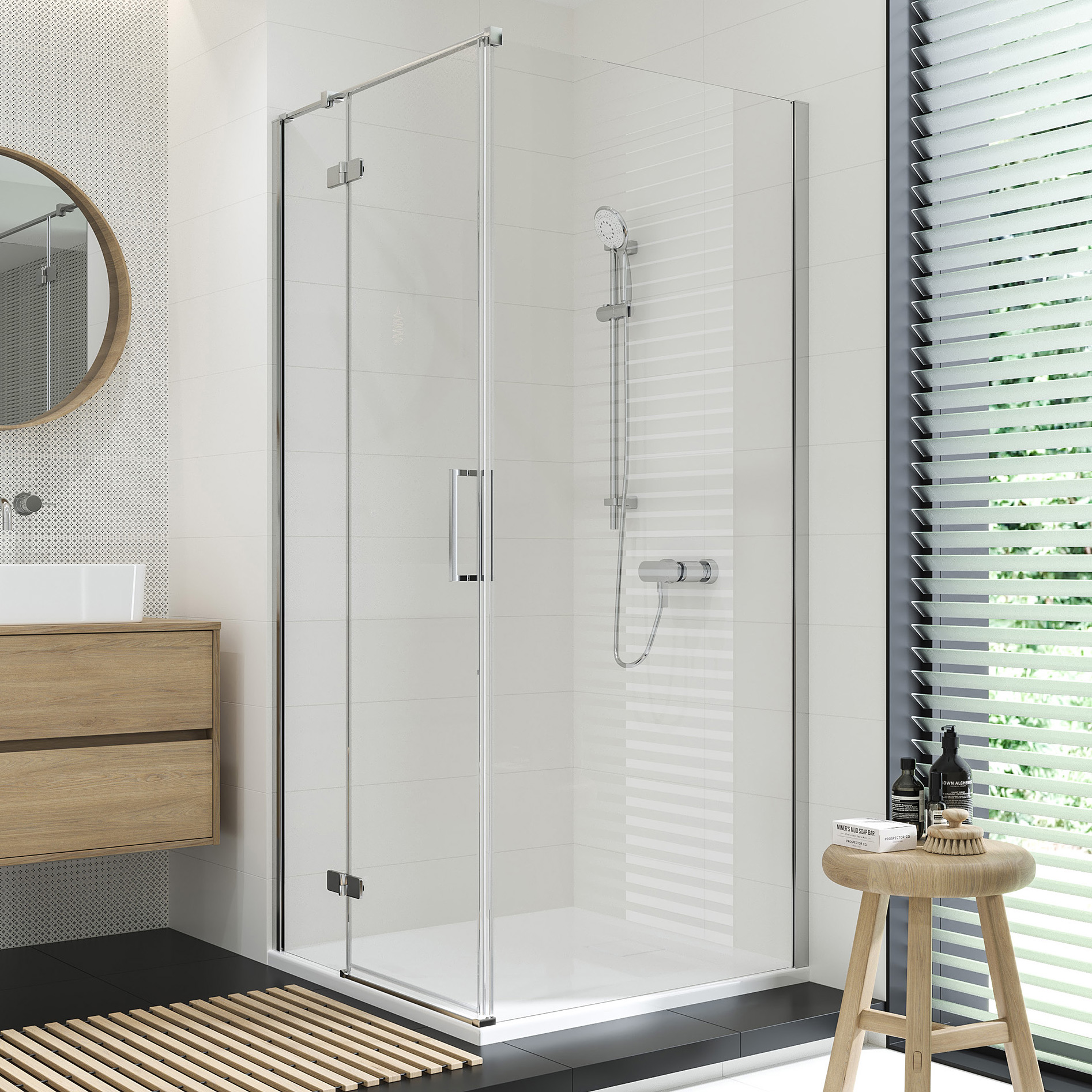 Cersanit City kabina prysznicowa 90x90 cm kwadratowa prawa chrom połysk/szkło przezroczyste S584-101 - Wysyłka w 24h