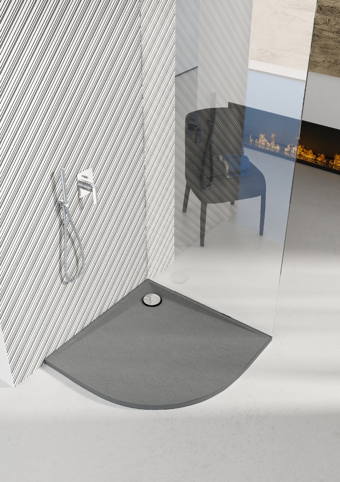 Schedline Libra Anthracite Stone brodzik półokrągły 90x90 cm antracyt 3SP.L1O-9090/A/ST