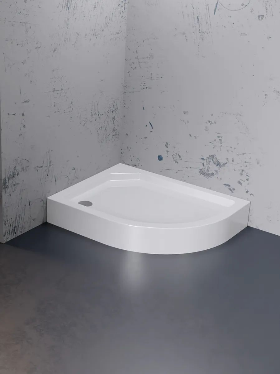 New Trendy New Maxima brodzik 100x80 cm półokrągły asymetryczny prawy biały B-0339 - Wysyłka w 24h