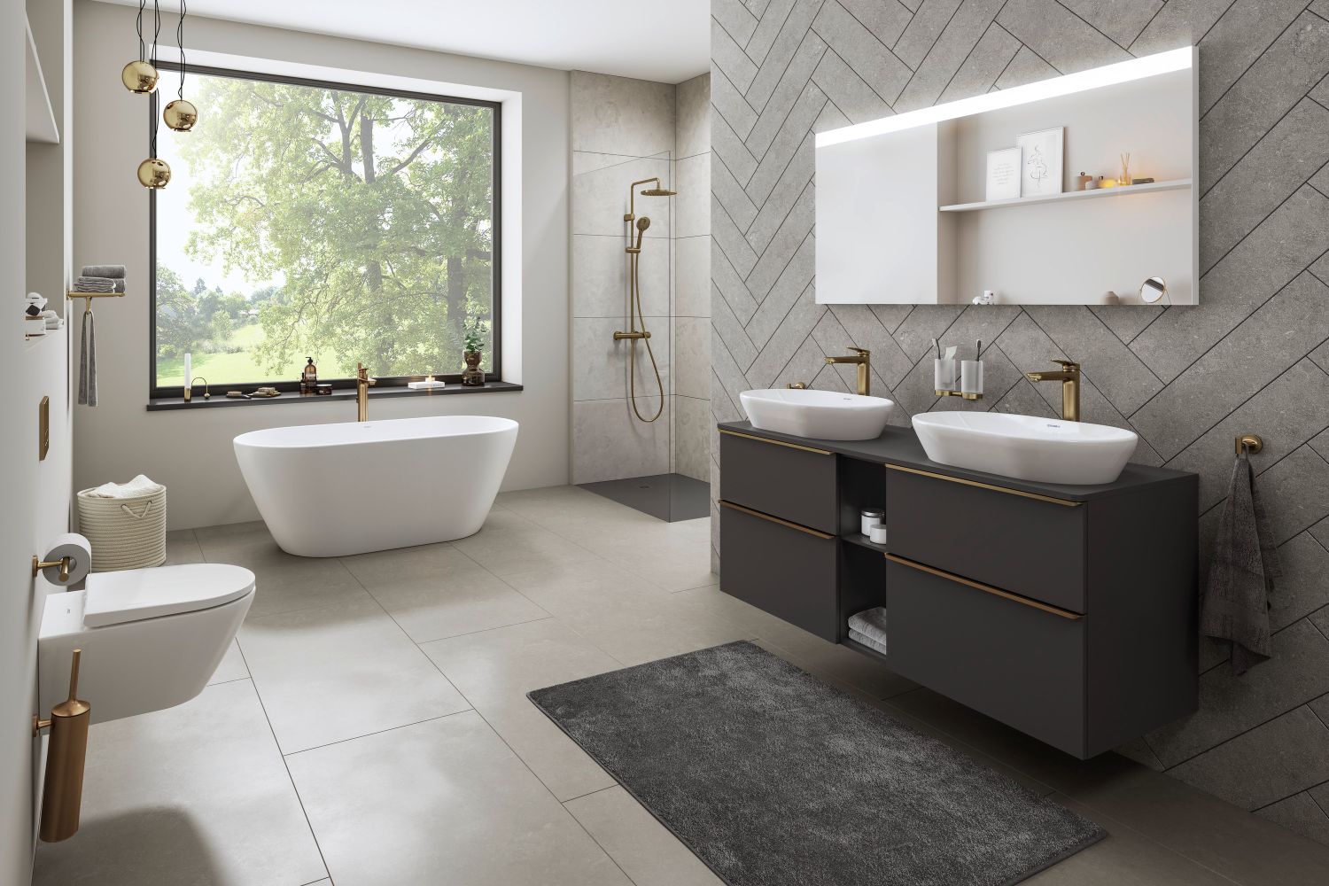 Duravit Wave bateria umywalkowa stojąca wysoka brąz szczotkowany WA1040002004