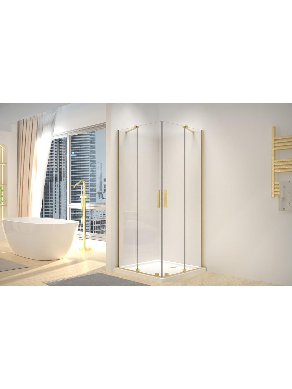 Rea Montana kabina prysznicowa 90x90 cm kwadratowa złoty mat/szkło przezroczyste REA-K6636 - Wysyłka w 24h